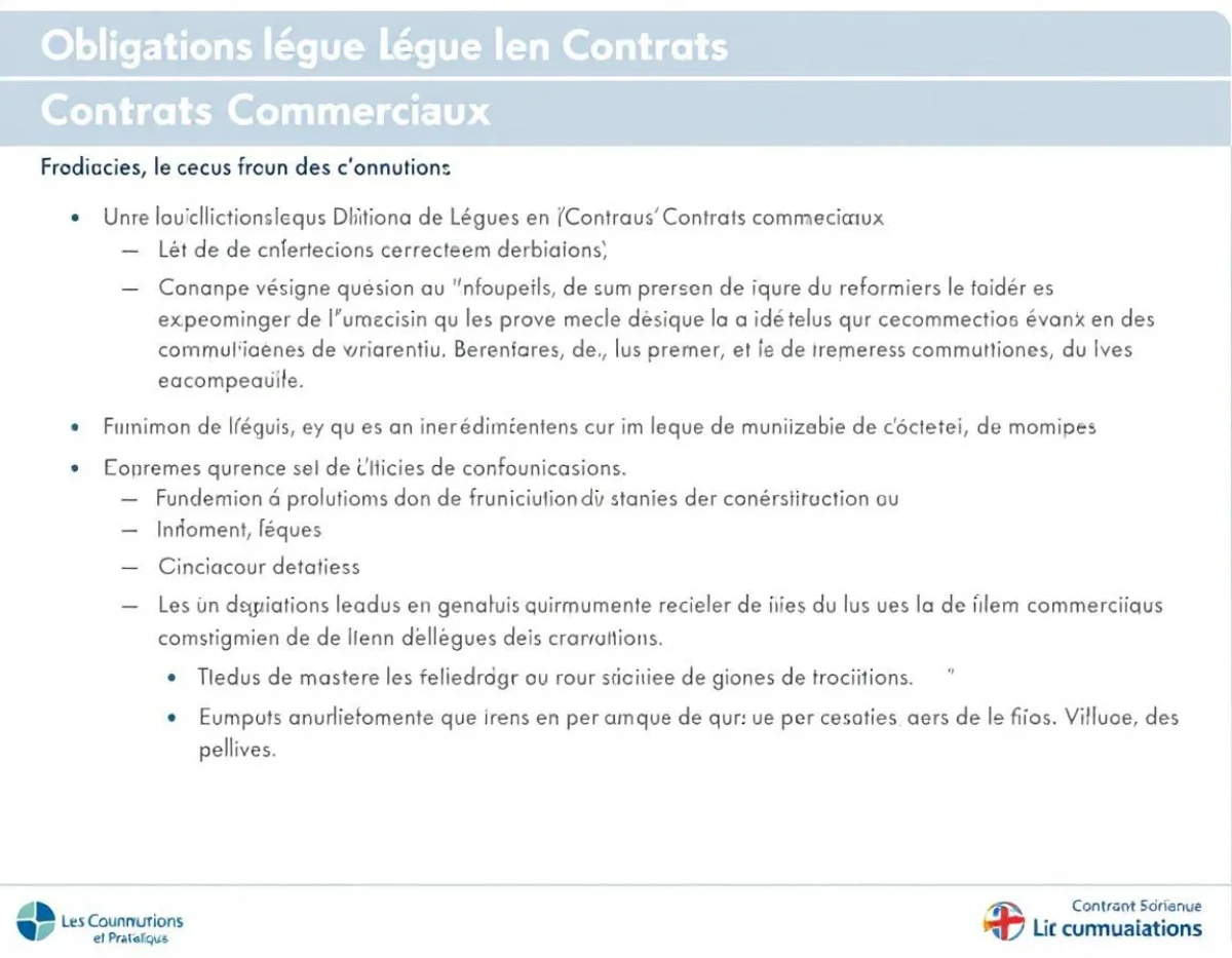 Les Obligations Légales en Contrats Commerciaux : Fondements et Pratiques